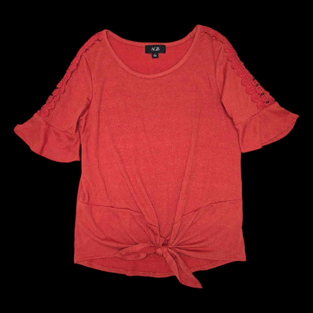 Orange Half Sleeve Top by AGB - Size Small Blouse Shirt